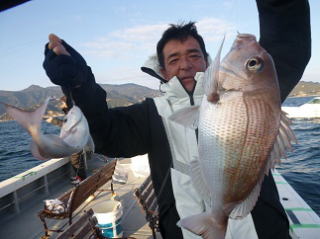 鯛ダブル釣果
